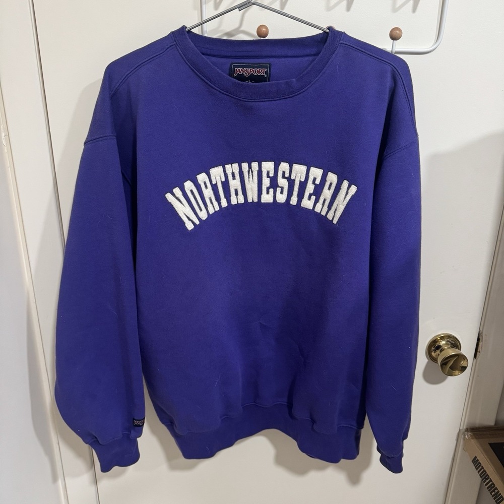 Northwestern University Vintage JanSport Embroidered Sweatshirt Men's Size Large - Picture 1 of 9